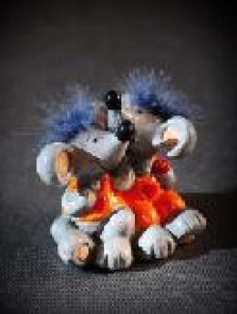 Ceramiczne Figurki Myszek z Puchowymi Czuprynami