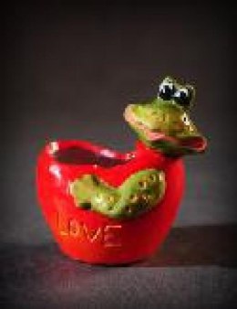 Ceramiczny Organizer w Kształcie Serca z Żabą