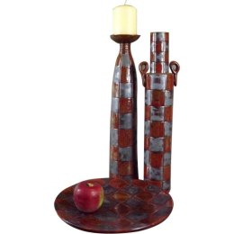 Ceramiczny Talerz Dekoracyjny w Kratę z Możliwością Użycia jako Podstawka Pod Świece