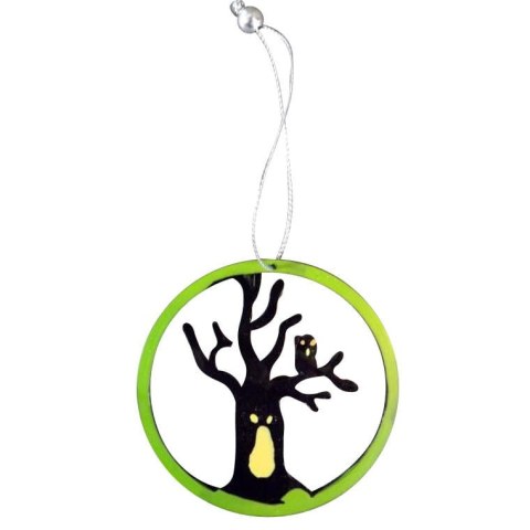 Czarna Zawieszka w Kształcie Drzewa w Kole, 8cm