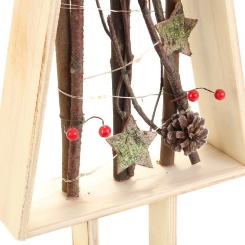 Dekoracyjna Drewniana Choinka z Oświetleniem LED i Naturalnymi Dodatkami