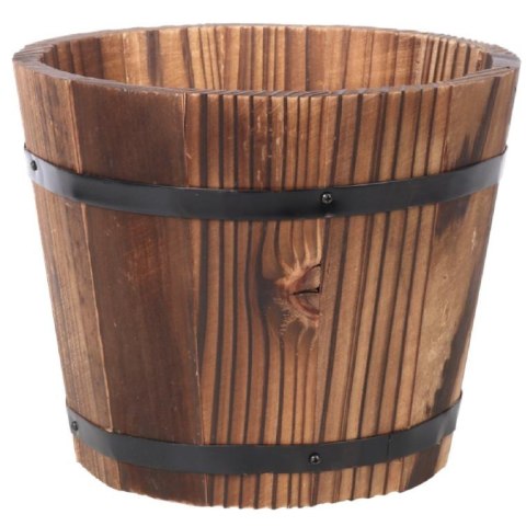 Donica Drewniana z Metalowymi Obręczami i Uchwytami 17x14x13cm - Kolekcja Premium
