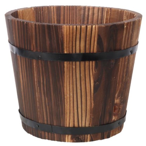 Donica Drewniana z Metalowymi Obręczami i Uchwytami 21x18x16 cm - Kolekcja Vintage