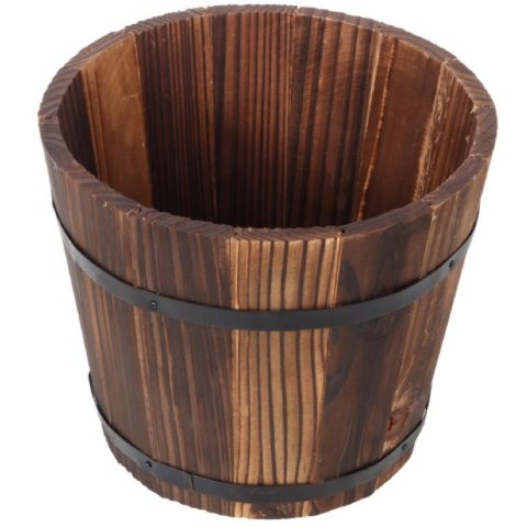 Donica Drewniana z Metalowymi Obręczami i Uchwytami 21x18x16 cm - Kolekcja Vintage