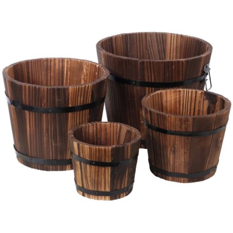 Donica Drewniana z Metalowymi Obręczami i Uchwytami 21x18x16 cm - Kolekcja Vintage