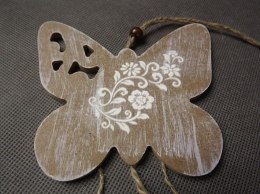 Drewniana Zawieszka w Kształcie Motyla z Wstążkami - Kolor Brązowy
