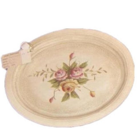 Duża Taca Owalna w Stylu Rustykalnym z Ręcznie Malowanymi Motywami Kwiatowymi