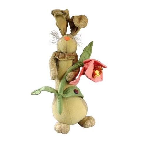 Duży Brązowy Zając z Kwiatkiem - Dekoracja - Wymiary 55x25cm