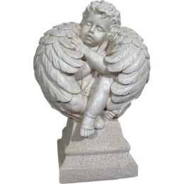 Duży Śpiący Anioł Otrzymany Skrzydłami - Jasno Kremowy Polirezyn Wys.57cmx38cm