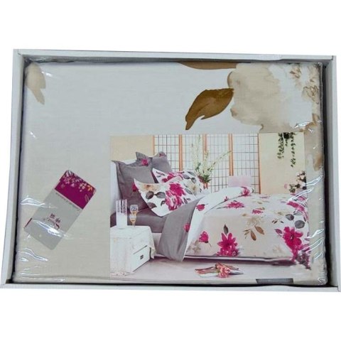 Elegancka Kompozycja Pościeli Satynowej w Odcieniach Różu i Popielu