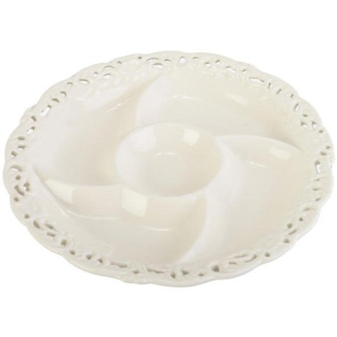 Elegancki Ceramiczny Talerz z Przegrodami 26 cm z Kolekcji Koronkowej