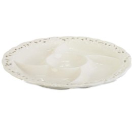 Elegancki Ceramiczny Talerz z Przegrodami 26 cm z Kolekcji Koronkowej