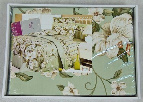 Elegancki Komplet Pościeli Satynowej w Jasnym Odcieniu Zielonego