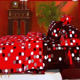 Elegancki Komplet Pościeli Satynowej w Kolorze Czerwono-Czarnym