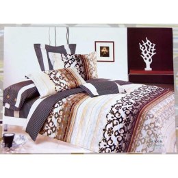 Elegancki Komplet Pościeli Satynowej w Odcieniach Bieli i Brązu