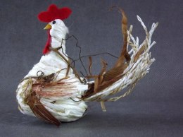 Figurka Koguta z Sizalu w Kolorze Brązowym 12x10cm