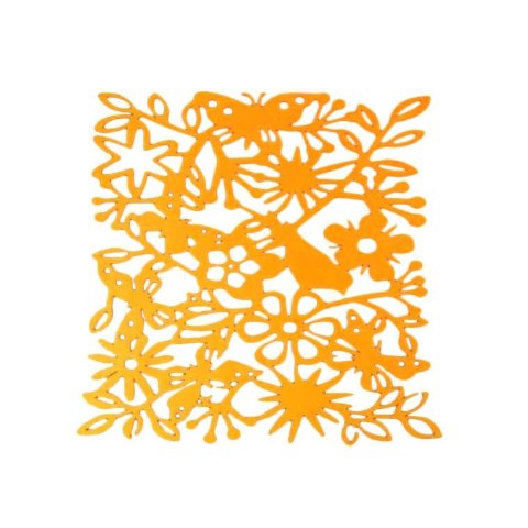 Filcowa Serweta dekoracyjna z ażurowym motywem kwiatowym - Pomarańczowa