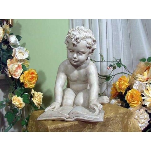 Klęczący anioł z książką w kolorze białym 36x28x33 cm