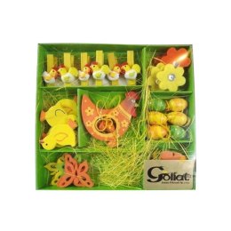 Komplet 13 Wielkanocnych Ozdób Drewnianych do Zawieszenia 16x17cm