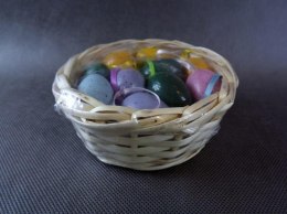 Komplet 16 Jajek w Wiklinowym Koszyczku - 12x5.5cm