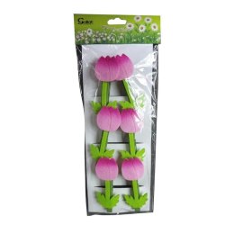 Komplet 6 Różowych Klamerek Filcowych w Kształcie Tulipanów