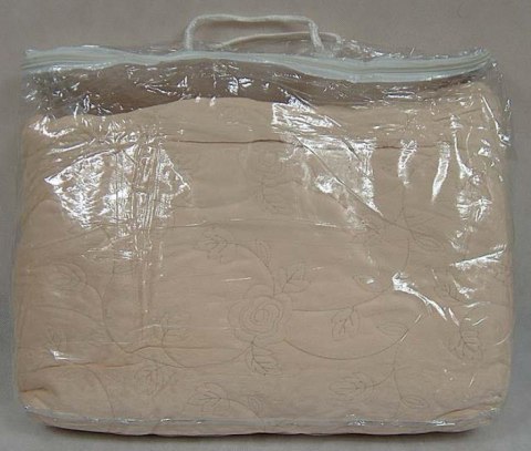 Komplet Welurowa Narzuta i Poszewki z Haftem Kwiatowym, Kolor Kremowy