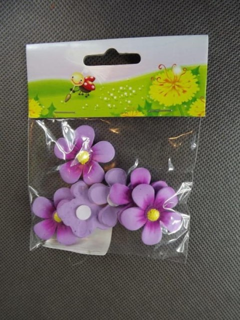 Komplet Wrzosowych Kwiatków z Polirezynu do Przyklejenia, 3x3cm