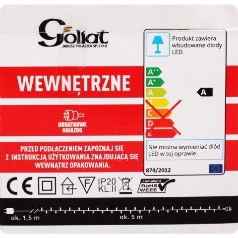 Lampki choinkowe 100 LED wewnętrzne zimny biały z dod. gniazdem