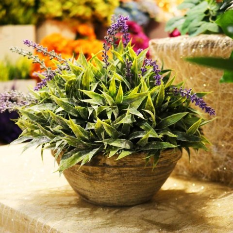 Lawenda w Postarzanej Glinianej Donicy 35 cm - Dekoracja w Stylu Prowansji