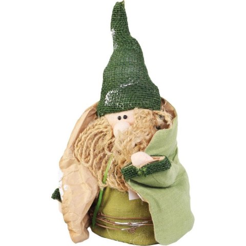 Mikołaj świąteczny z naturalnych materiałów w kolorze zielonym 27 cm