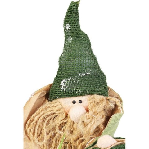 Mikołaj świąteczny z naturalnych materiałów w kolorze zielonym 27 cm