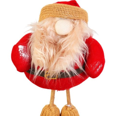 Mikołaj z Drewnianymi Nogami i Rubasznym Brzuchem 33cm Czerwony