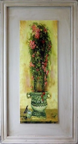 Obraz kompozycja kwiatów w donicy 1 w rozmiarze 30 x 56 cm