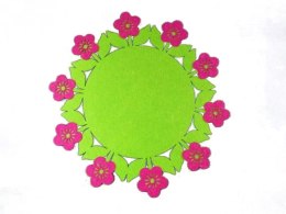 Okrągła filcowa serweta w kolorze różowym z żółtymi kwiatkami