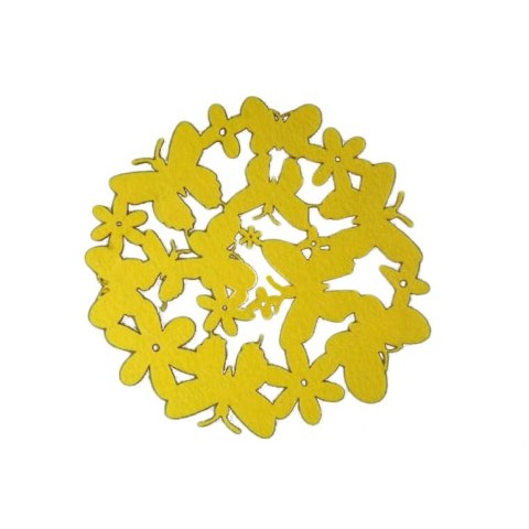 Okrągła filcowa serweta w kolorze żółtym