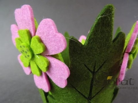 Osłonka na doniczkę z filcu w różowe kwiaty
