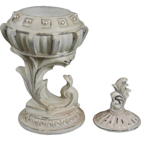 Perłowy Pojemnik na Biżuterię w Stylu Floralnym na Nóżce