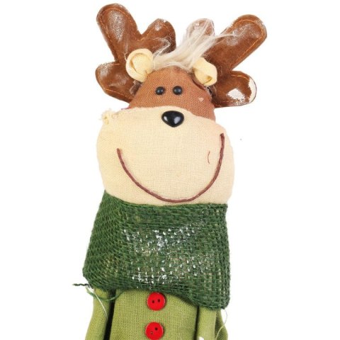 Renifer stojący wykonany z naturalnych materiałów w kolorze zielonym 44 cm