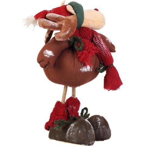 Renifer stojący, z naturalnych materiałów, brązowy, 33 cm