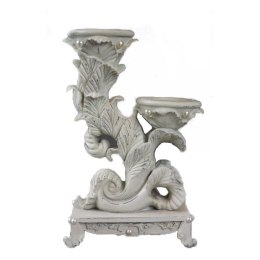 Romantyczny Świecznik Stojący z Perłami i Motywem Roślinnym 27x17 cm