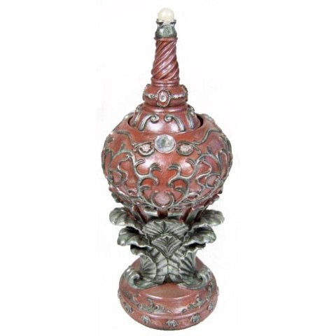 Srebrno-brązowa szkatułka stożkowa z okrągłymi szklanymi detalami