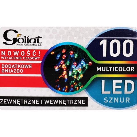 Stabilne Lampki Świąteczne 100 LED z Dodatkowym Gniazdem i Timerem - Kolor Zimny Biały, Wodoodporne, do Użycia Wewnętrzny i Zewn