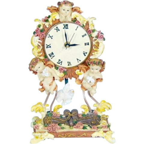 Stojący Zegar z Wachadłem Ozdobiony Aniołkami i Różyczkami