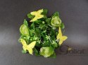 Stroik na świecę Zielony Ogród z żółtymi motylkami, średnica 8cm, Wysokość 15cm