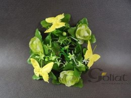 Stroik na świecę Zielony Ogród z żółtymi motylkami, średnica 8cm, Wysokość 15cm