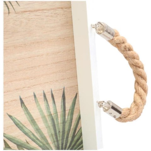 Stylowy zestaw dwóch tacek do podawania śniadań z ergonomicznymi sznurami