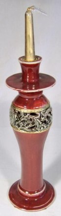 Świąteczny Ceramiczny Świecznik Bordo o Wysokości 34 cm i Średnicy 12 cm