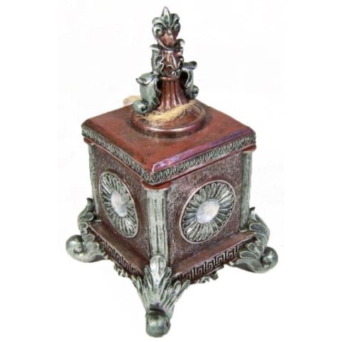 Szkatułka kwadratowa w kolorze brązu i srebra