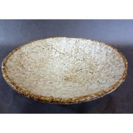 Talerz Dekoracyjny Kamienny Popękany w Prążki Kremowy 30x8cm