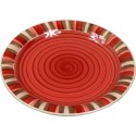 Talerz Obiadowy z Czerwonymi Paskami na Obrzeżach